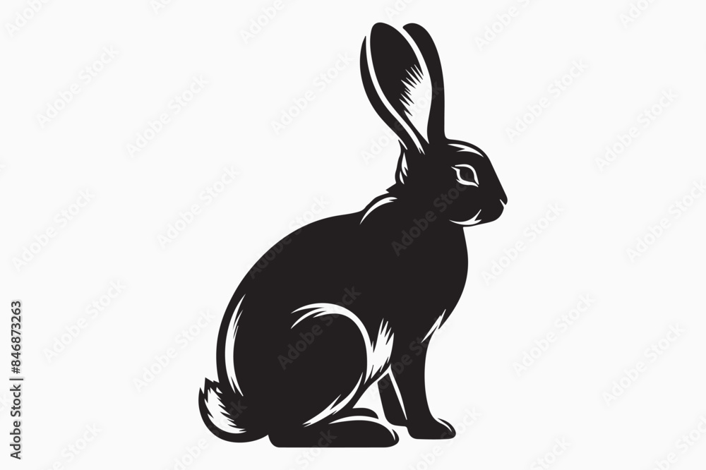 Obraz premium Rabbit silhouette vector isolated on white Background 