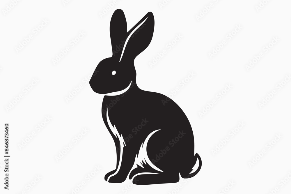Obraz premium Rabbit silhouette vector isolated on white Background