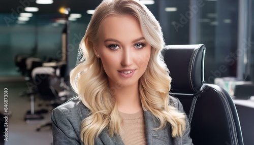 influencer fashion stylist hairdresser work  beauty salon  makeup portrait photo of a young woman blonde © Creative Light