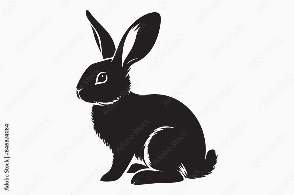 Rabbit silhouette vector isolated on white Background Rabbit silhouette vector isolated on white Background
