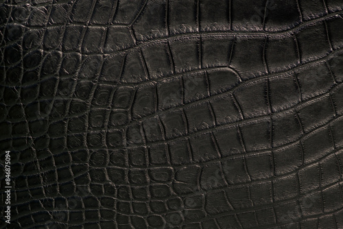 Close up of a black crocodile leather