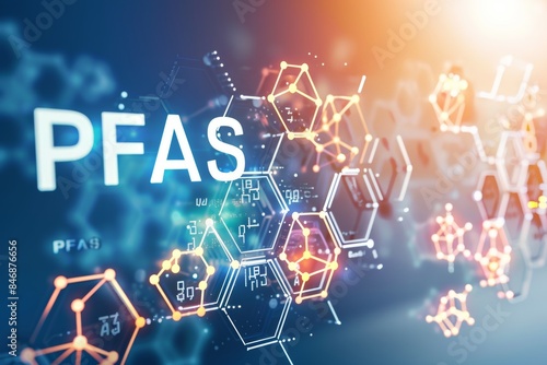 Cutting edge PFAS contaminants laboratory analysis for precise environmental testing,  pollution and health risks symbol, banner