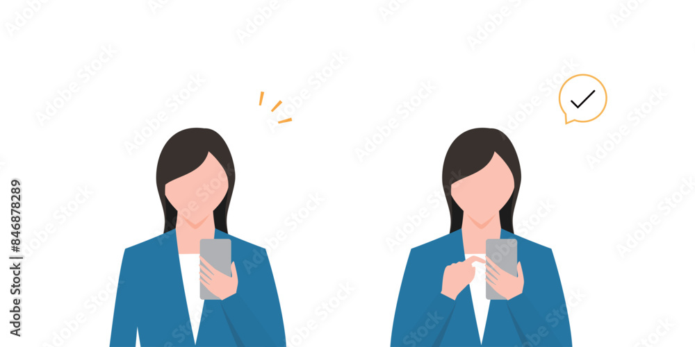 スマホを持つビジネスパーソンのセット スマホを持つビジネスパーソンのセット