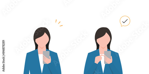 スマホを持つビジネスパーソンのセット