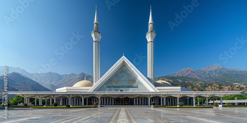 Faisal Mosque in Islamabad Pakistan skyline panoramic view photo