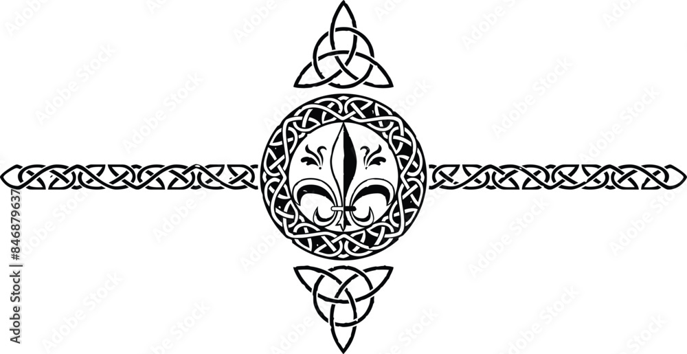 Celtic Pattern Circle Header with Fleur de Lis and Triquetra Stock ...