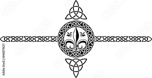 Celtic Pattern Circle Header with Fleur de Lis and Triquetra