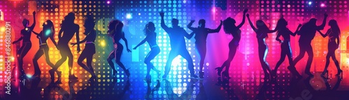 Minimalist drawing of a 1980s dance party scene
