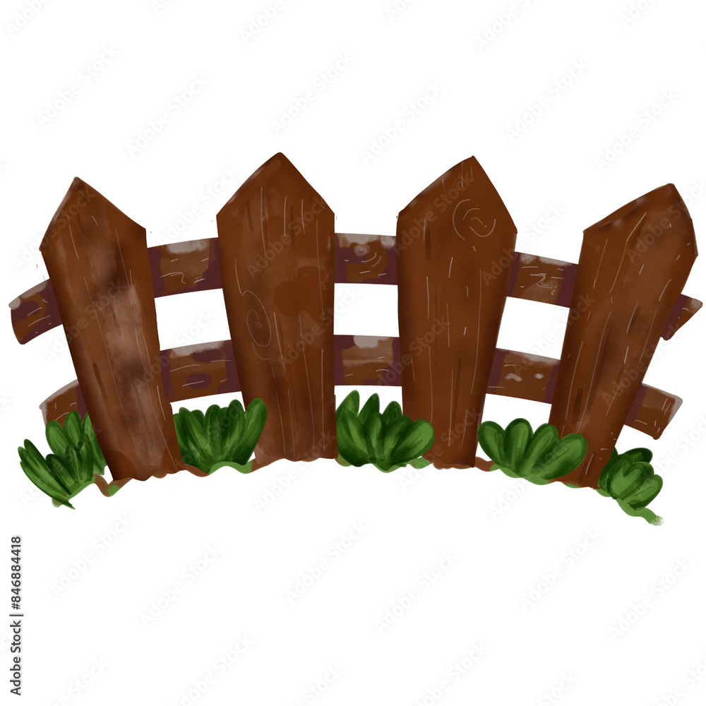Obraz premium brown wooden fence with grass