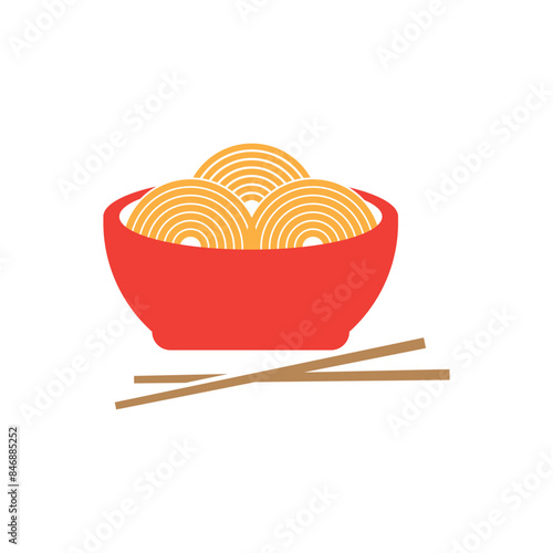 Noodle bowl logo template. Chinese food vector design. Ramen noodles illustration