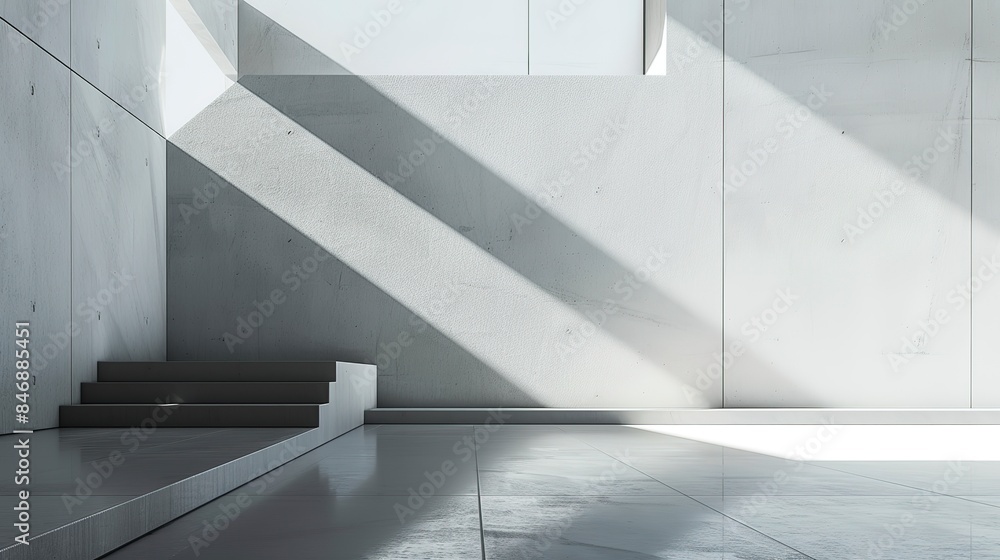 Obraz premium Elegant Minimalistic Abstract Wallpaper Showcasing Clean Lines and Geometric Shapes of Modernist Architecture in a Muted, Desaturated Film Style for a Soothing Widescreen Display.