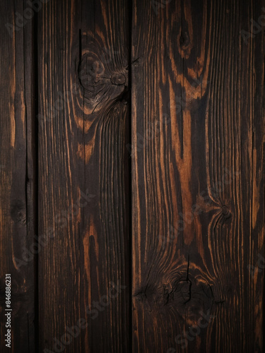 Rustic dark wood plank background.