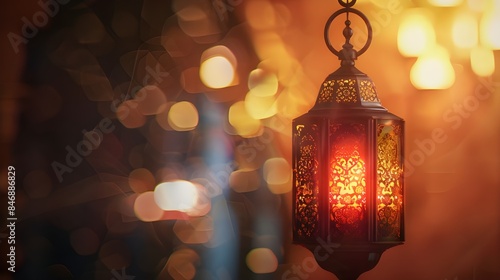 Islamic lantern, with copy space area, all lantern part in frame. © Muzikitooo