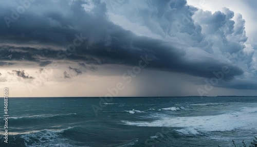 A storm rolls in over the ocean