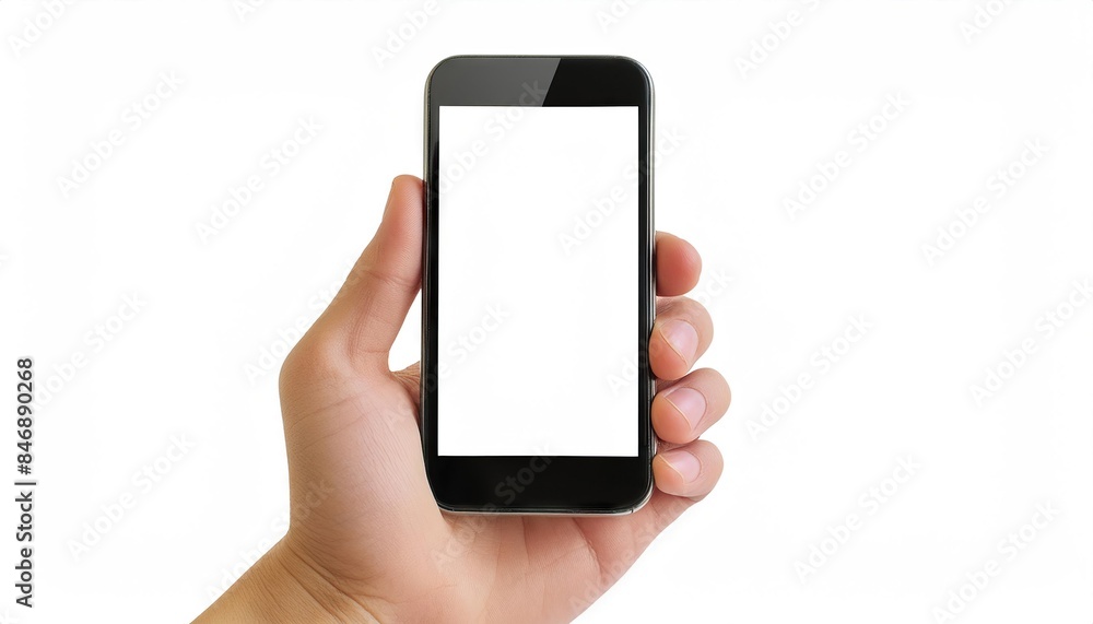 hand holding smartphone with blank screen hand holding smartphone with blank screen