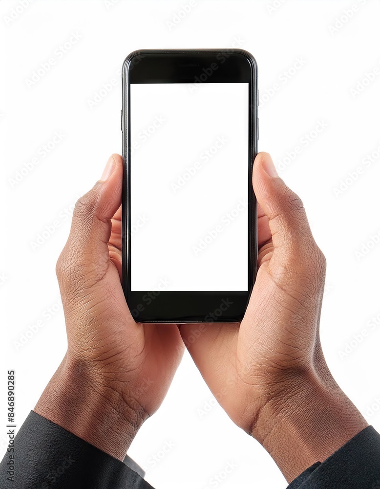 hand holding smartphone with blank screen hand holding smartphone with blank screen