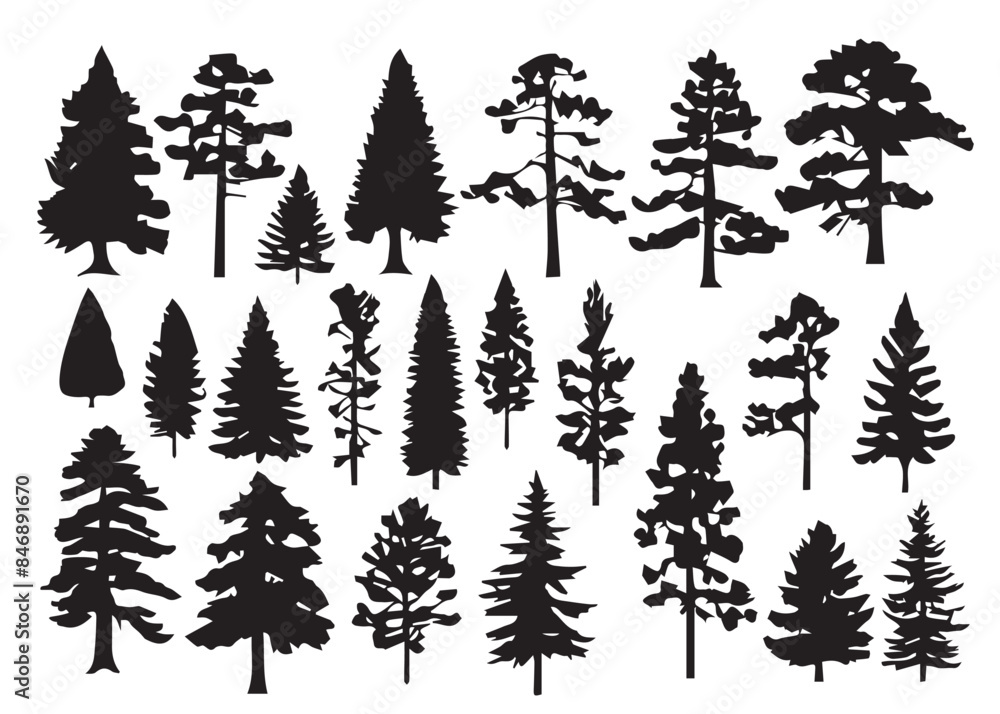 Obraz premium Silhouette trees collections. Vector illustration