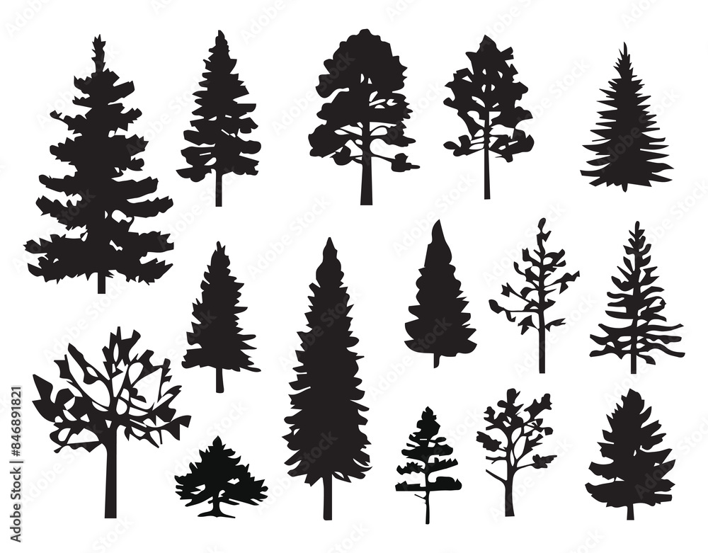 Obraz premium Silhouette trees collections. Vector illustration