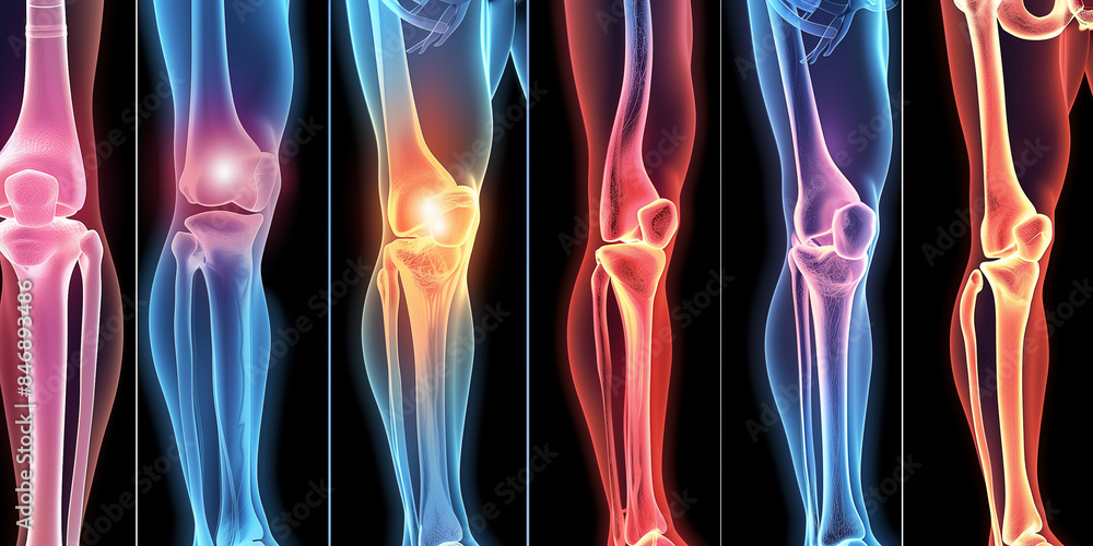 Naklejka premium Osteoarthritis, rheumatoide Arthritis, Knie- und Gelenkschmerzen, Gichtinfektion; Sehnenverletzung, verstauchte oder gezerrte Bänder, Knorpelrisse