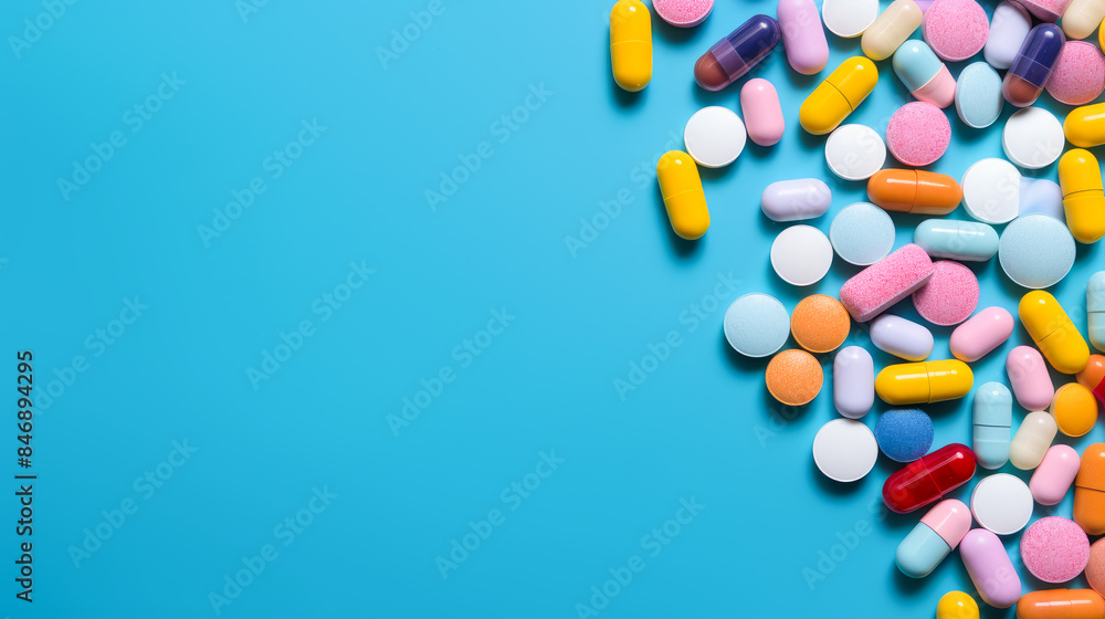 Multi-colored bright tablets on a white background. Multi-colored bright tablets on a white background.