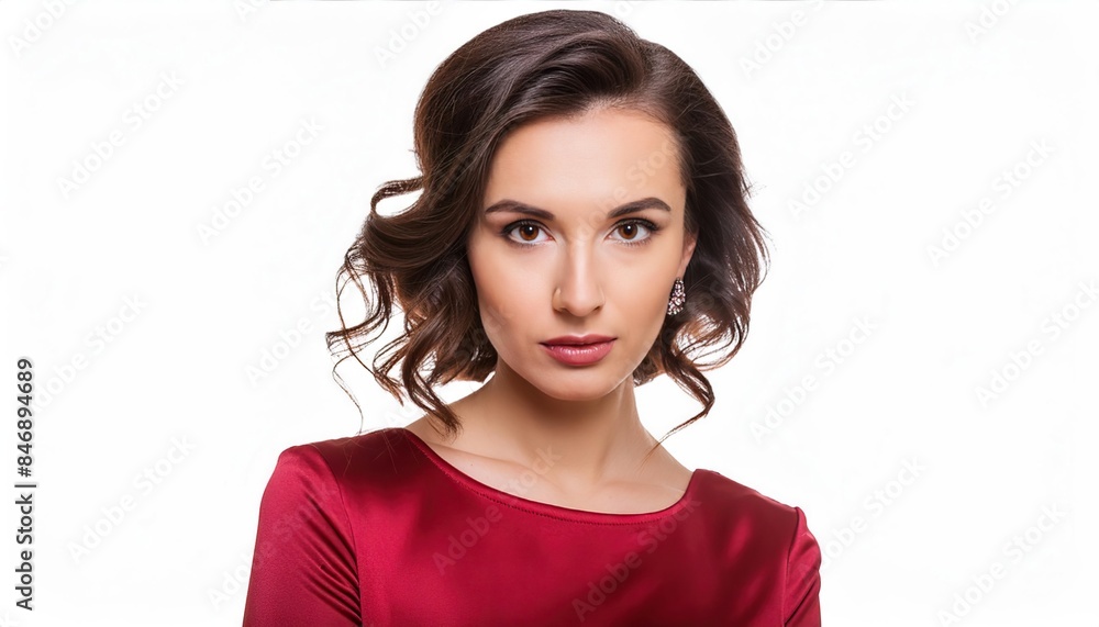 Beautiful woman in an red dress isolated on white background Beautiful woman in an red dress isolated on white background