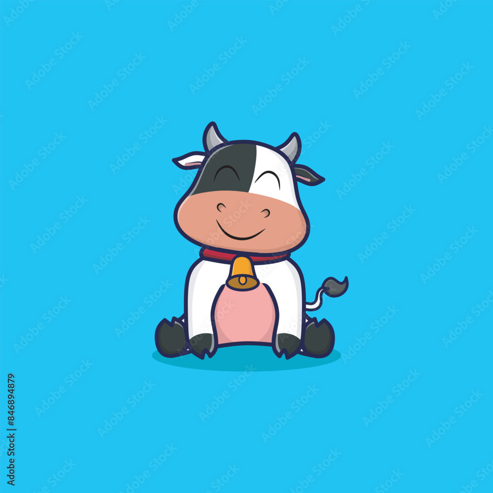 Obraz premium Cute Cow Sitting Cartoon Vector Icon Illustration. Animal Nature Icon Concept Isolated Premium Vector.