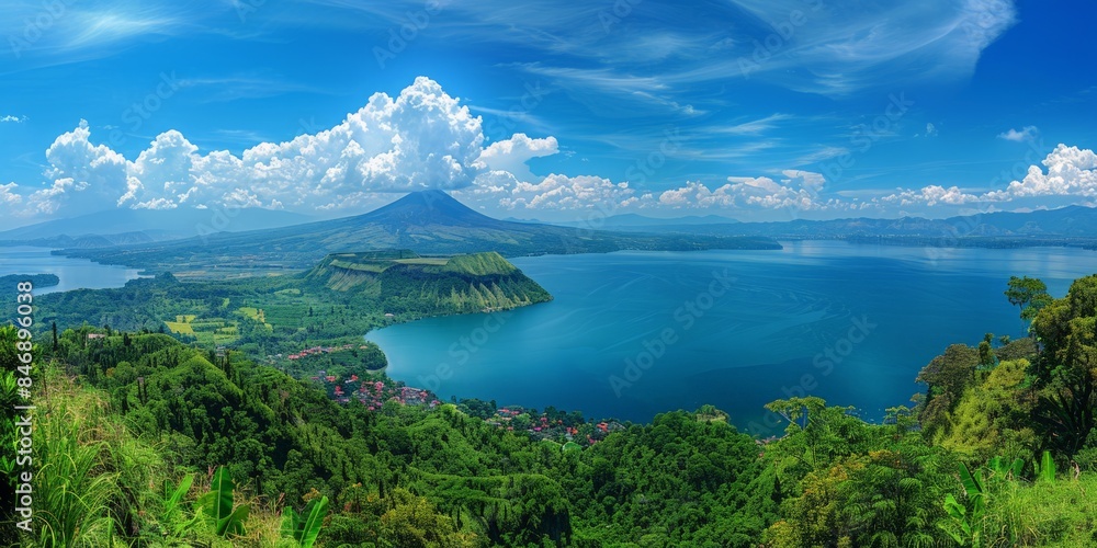 Taal Volcano in Tagaytay Philippines skyline panoramic view