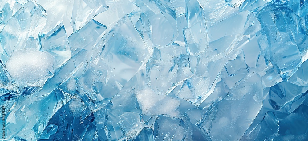 Abstract ice texture. Close up of ice cubes with blue tint showcasing their crystal clear sharp edges and melting water droplets. Perfect for backgrounds, cooling concepts or winter themes Abstract ice texture. Close up of ice cubes with blue tint showcasing their crystal clear sharp edges and melting water droplets. Perfect for backgrounds, cooling concepts or winter themes
