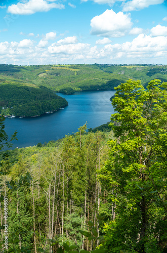 Hirschley - Eifel-Blick auf den Rursee und Woffelsbach im Nationalpark Eifel im Sommer