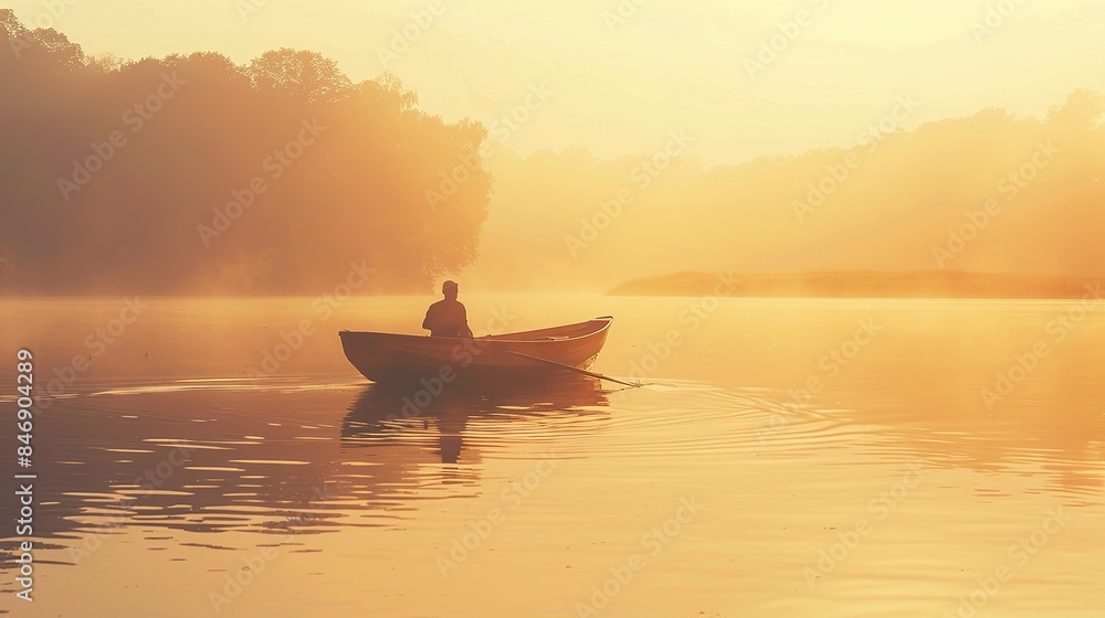 A lone figure rowing a wooden boat across a serene lake, bathed in the warm glow of the setting sun. Isolated on a clean background --ar 16:9 Job ID: 99b01f62-74a9-407b-aa62-0657b4c818e2 A lone figure rowing a wooden boat across a serene lake, bathed in the warm glow of the setting sun. Isolated on a clean background --ar 16:9 Job ID: 99b01f62-74a9-407b-aa62-0657b4c818e2