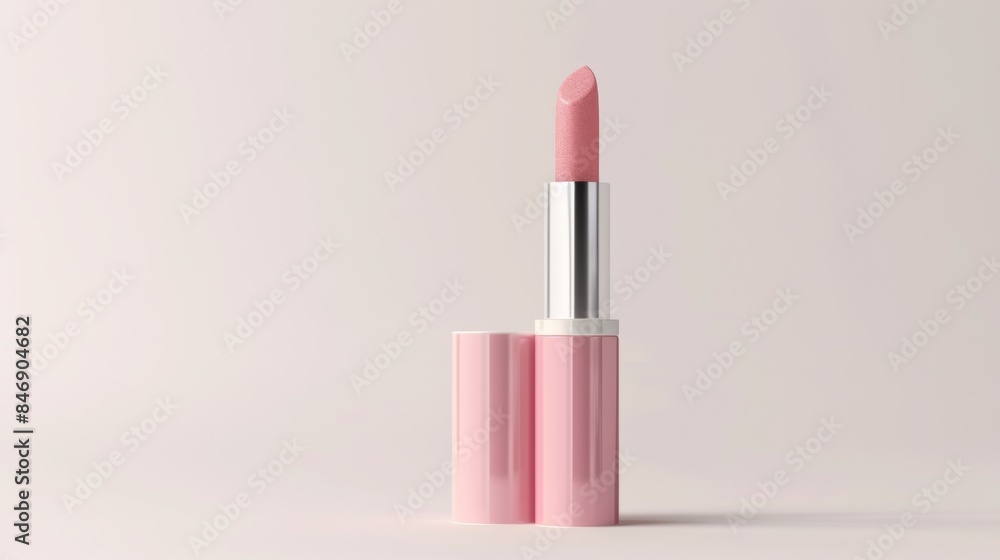 Elegant pink lipstick in a sleek container, perfect for beauty and fashion stock images. Capturing simplicity and style on a neutral background. Elegant pink lipstick in a sleek container, perfect for beauty and fashion stock images. Capturing simplicity and style on a neutral background.