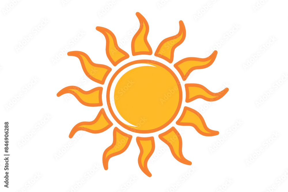 Bright and vibrant sun illustration with wavy rays, perfect for summer and weather-related themes. Ideal for design projects and decorations. Bright and vibrant sun illustration with wavy rays, perfect for summer and weather-related themes. Ideal for design projects and decorations.