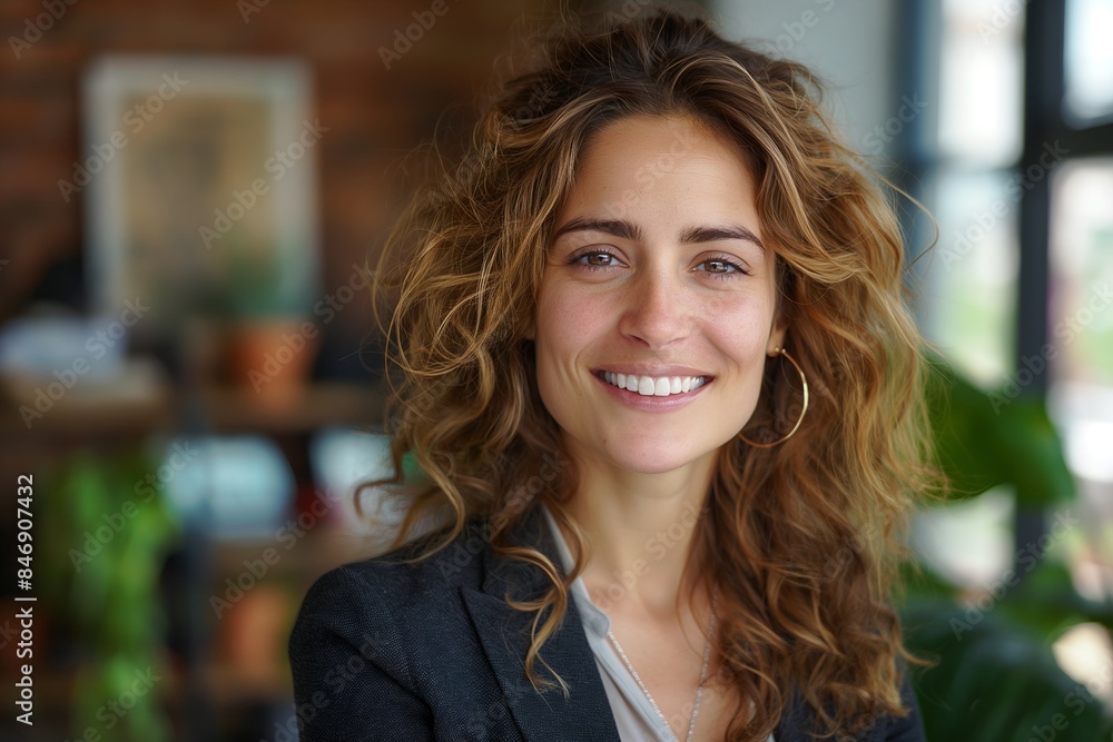 Portrait of a beautiful smiling business woman in an office. Portrait of a beautiful smiling business woman in an office.
