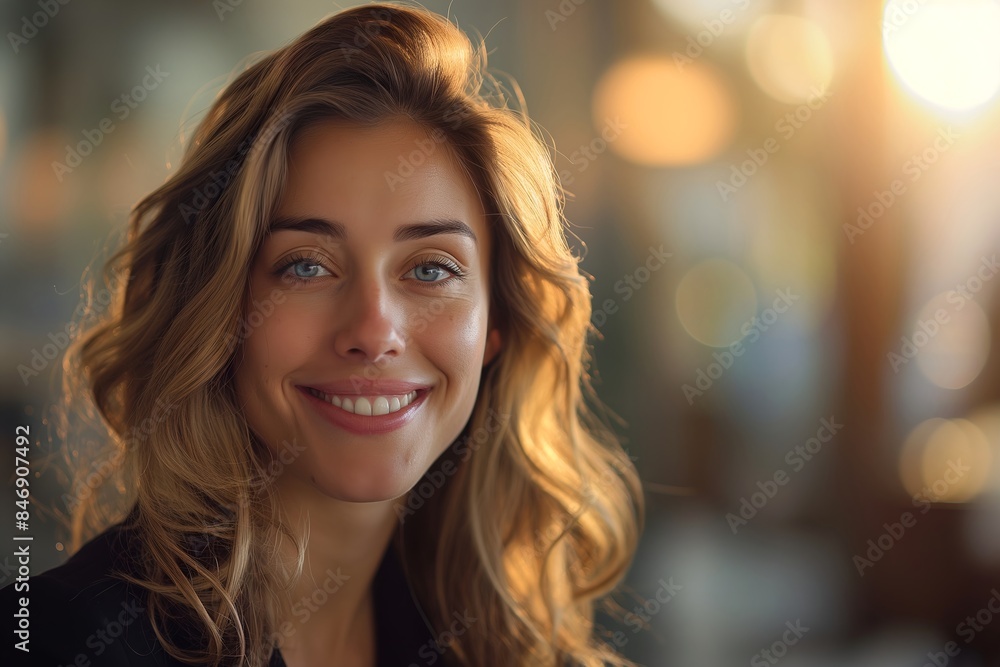 Portrait of a beautiful smiling business woman in an office. Portrait of a beautiful smiling business woman in an office.
