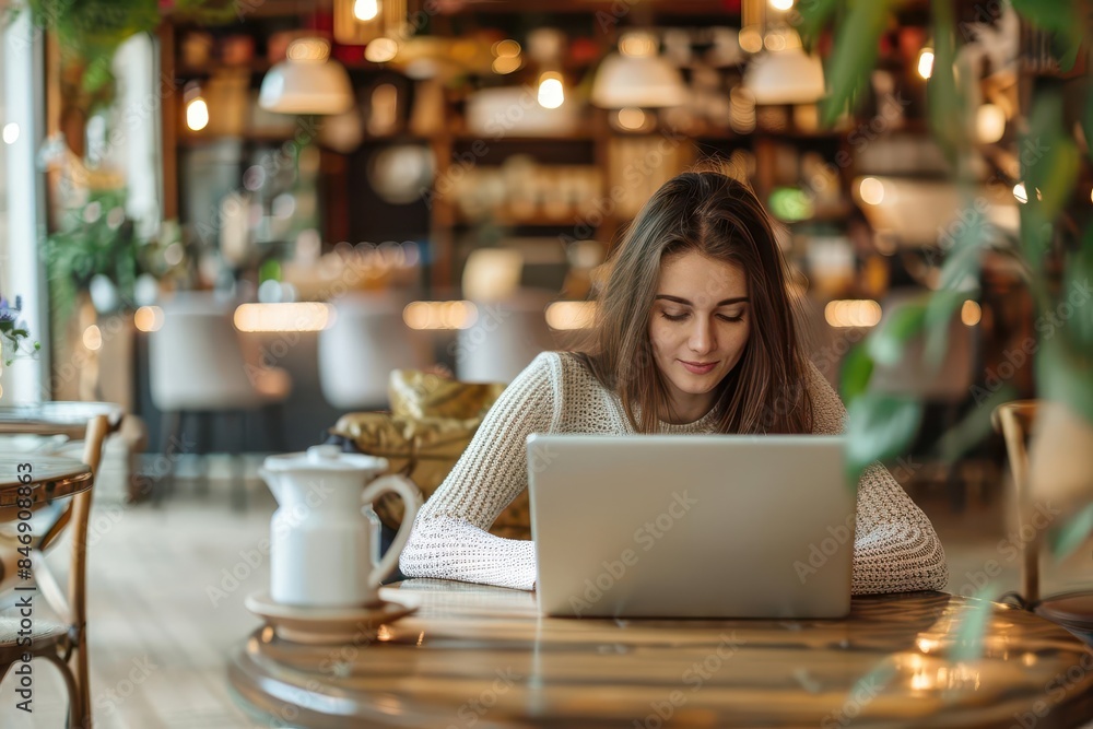 focused young female freelancer working on laptop in cozy cafe remote work lifestyle lifestyle photography focused young female freelancer working on laptop in cozy cafe remote work lifestyle lifestyle photography