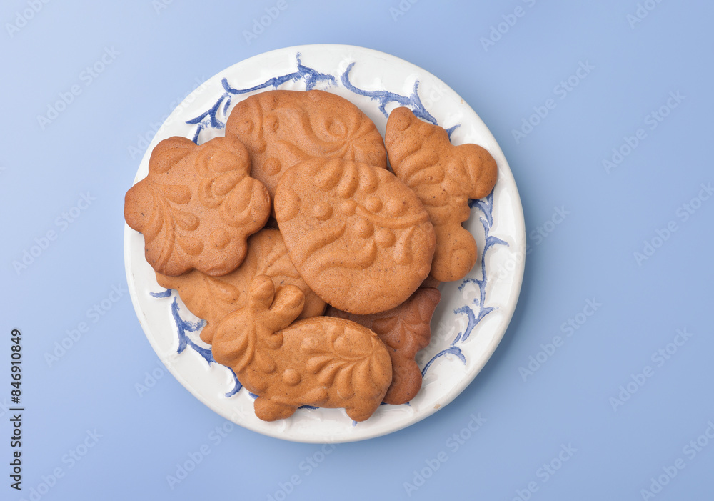 Top view of various easter gingerbread cookies Top view of various easter gingerbread cookies