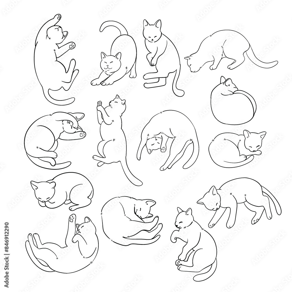 cartoon line cats cartoon line cats