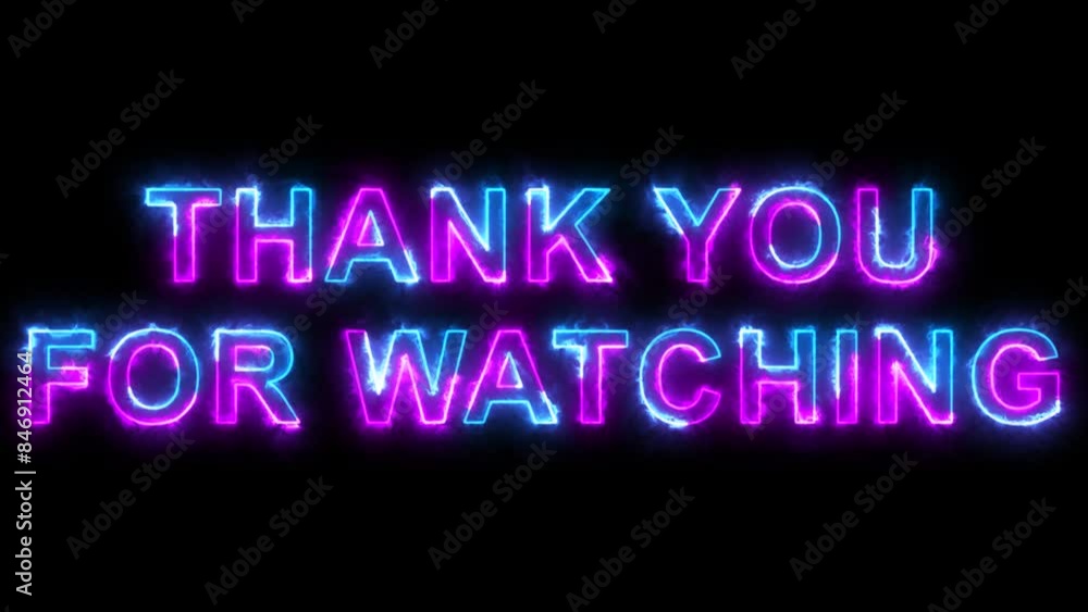 Thank You text font with neon light. Luminous and shimmering haze inside the letters of the text Thank You. 4K. Thank You text font with neon light. Luminous and shimmering haze inside the letters of the text Thank You. 4K.