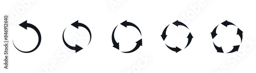Black circular arrows. Arrow vector icon. Web ui design. Vector illustration. stock image.