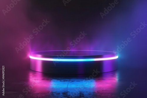 Wallpaper Mural futuristic glowing neon podium with holographic display 3d illustration Torontodigital.ca