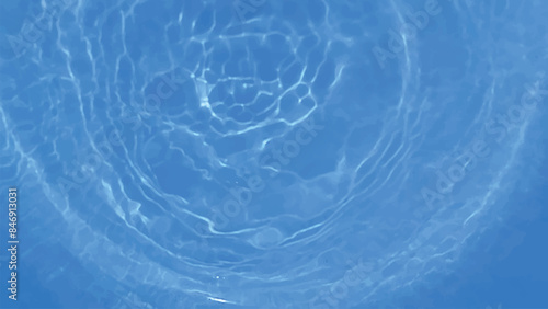 Blue water with ripples on the surface. Defocus blurred transparent blue colored clear calm water surface texture with splashes and bubbles. Water waves with shining pattern texture background.