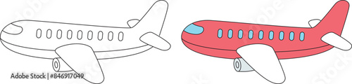 Cute Air Plane vector illustration coloring page for kids
