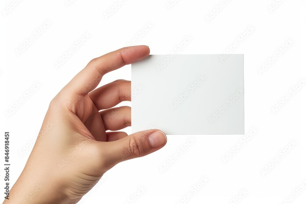 Obraz premium hand holding blank white photo card isolated on white background cut out
