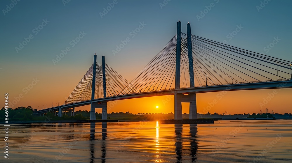Bridge Silhouette Against a Vibrant Sunset Bridge Silhouette Against a Vibrant Sunset