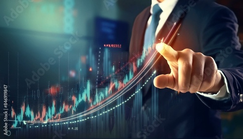 Stock Trading and Visualization of Stock Market with Investors and Forex Chart - Investment in the Economy - Digital Chart - Increase and Decrease of Stocks - Data for Profit on Exchange Market