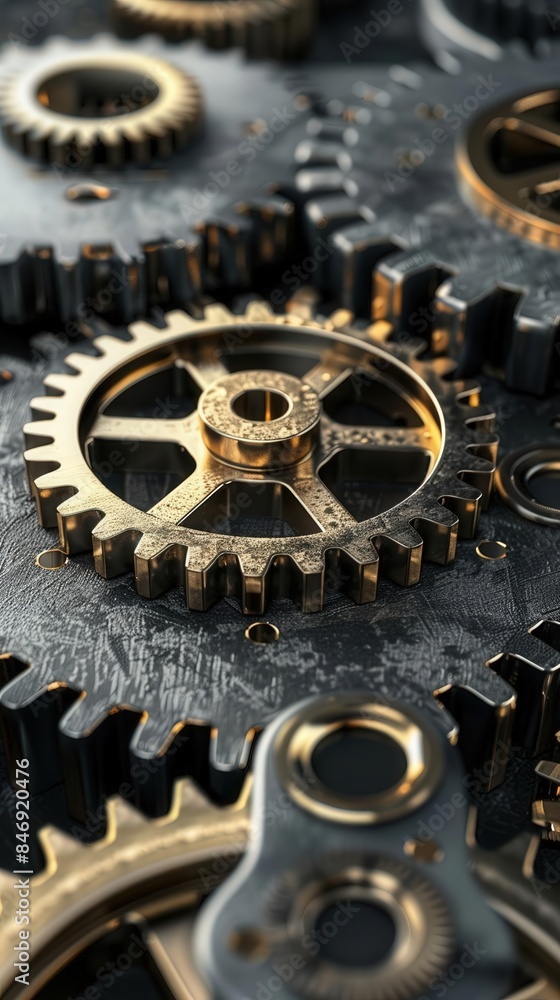 Illustration of a group of gears turning in harmony, symbolizing teamwork and cooperation in achieving success Illustration of a group of gears turning in harmony, symbolizing teamwork and cooperation in achieving success