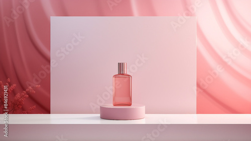 Minimalistic Podium Display for Cosmetic Product Presentation - Abstract Background Scene, 3D Render Stock Illustration