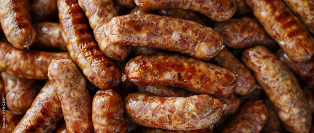 a pile of sausages, typical Italian pork cured meat. a pile of sausages, typical Italian pork cured meat.
