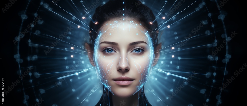 Scan the girl's face skin analysis beauty equipment generate ai