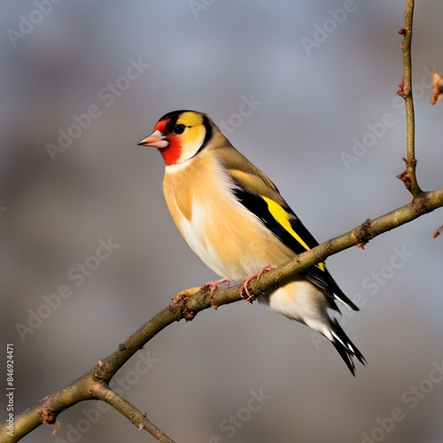 The outline of a goldfinch perched on a branch